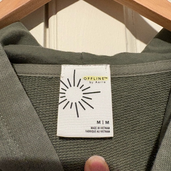 Offline by Aerie Sage Green Cropped Hoodie - Picture 3 of 5